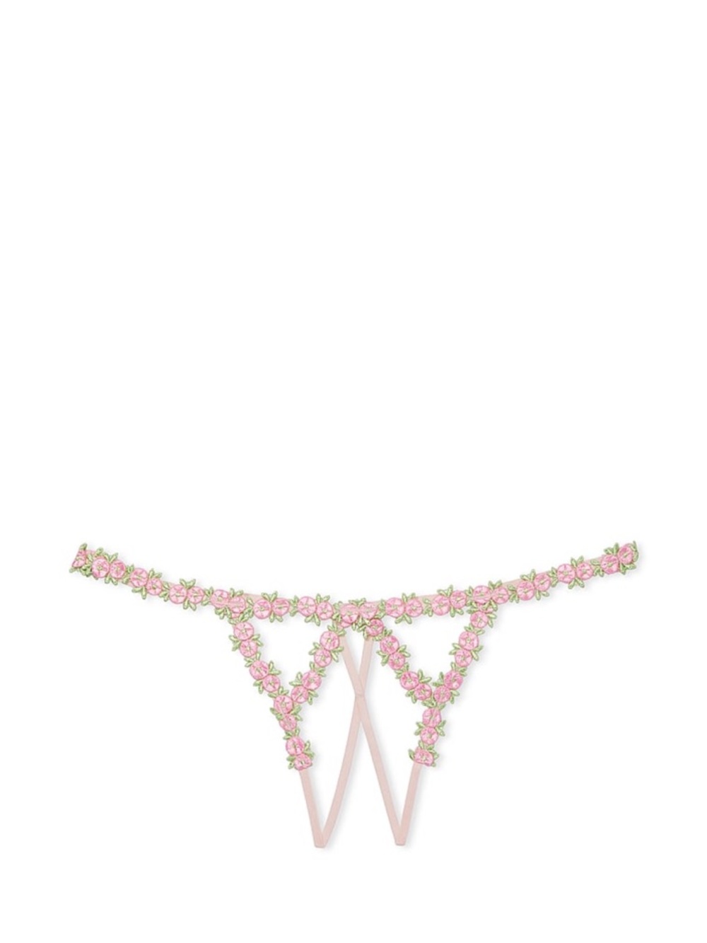 Victoria's Secret Dream Angel's Rosebud embroidered crotchless V-string M NWT